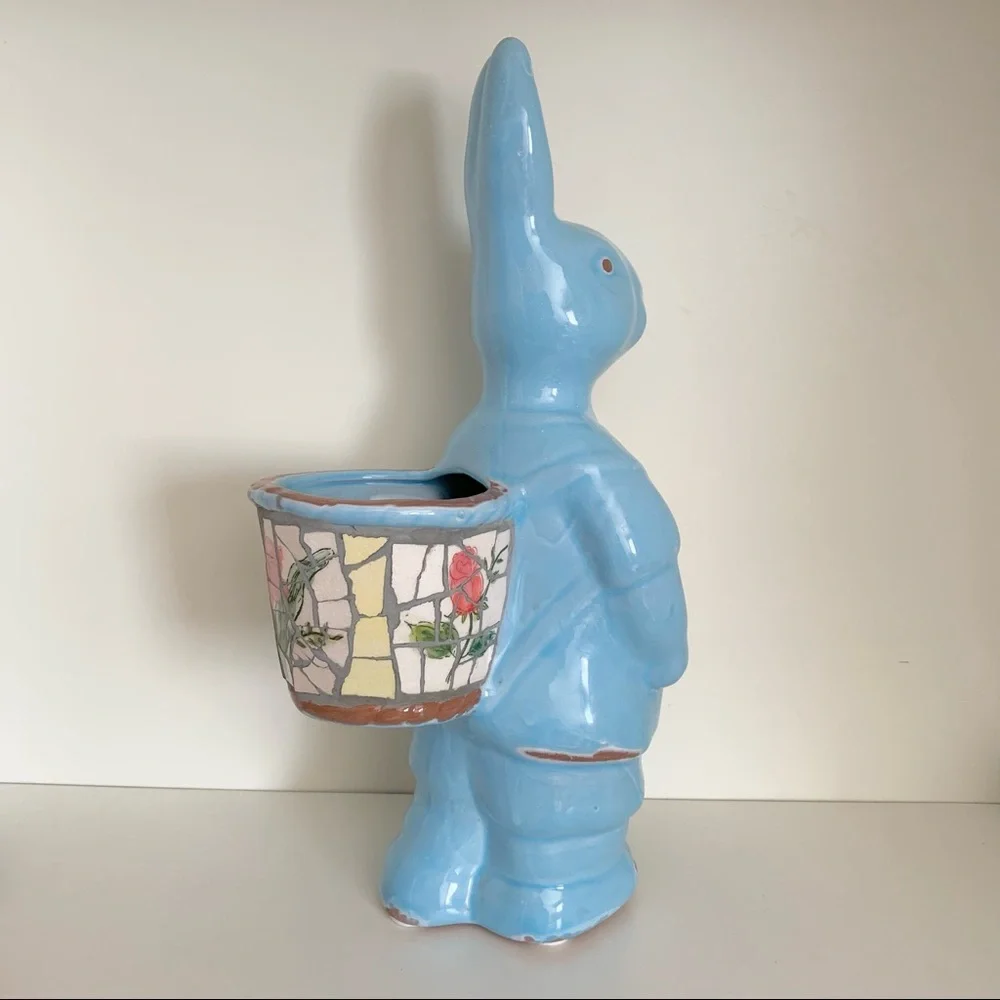 Hold vintage Mosaic ceramic bunny planter - Picture 4 of 17